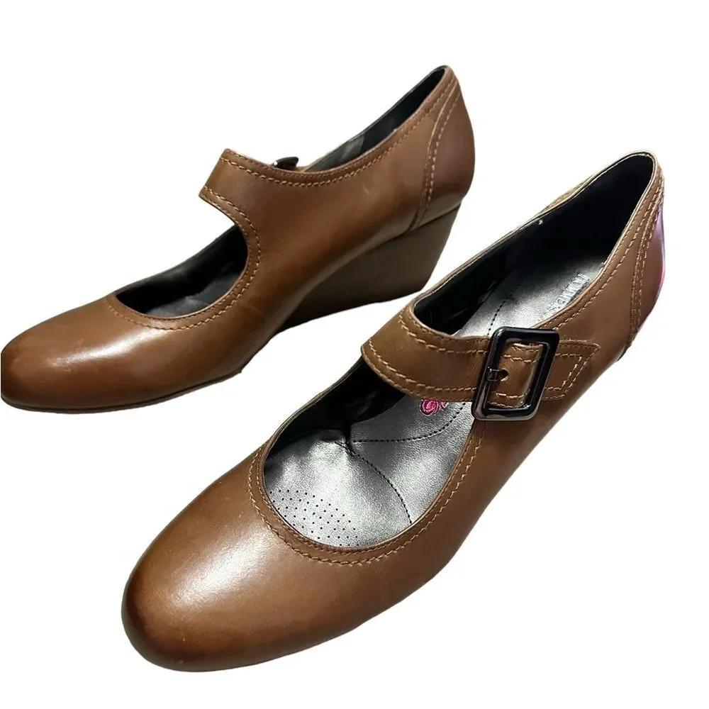 Ros Hommerson Havana Coffee burnished Lea wedge size 10SS new